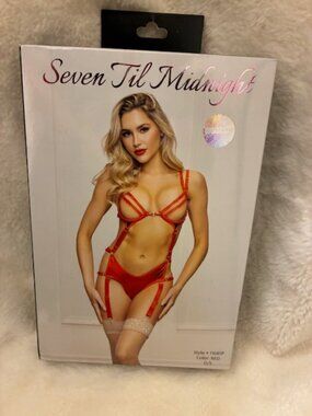 Seven Til Midnight - Lame Teddy With Strappy Elastic Detail - Red- One Size